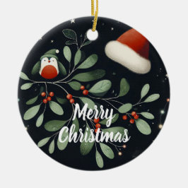 Baby Foto Kerst Mistletoe Robin Krans Keramisch Ornament