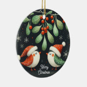 Baby Foto Kerst Mistletoe Robin Krans Keramisch Ornament (Rechts)