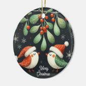 Baby Foto Kerst Mistletoe Robin Krans Keramisch Ornament (Links)
