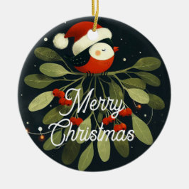Baby Foto Kerst Mistletoe Robin Krans Keramisch Ornament