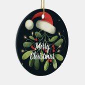 Baby Foto Kerst Mistletoe Robin Krans Keramisch Ornament (Rechts)