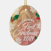 Baby Foto Kerst Mistletoe Schattigee vos Keramisch Ornament (Rechts)