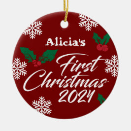 Baby Foto Kerst Mistletoe Sneeuwvlokken Keramisch Ornament