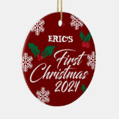 Baby Foto Kerst Mistletoe Sneeuwvlokken Keramisch Ornament (Rechts)