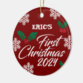 Baby Foto Kerst Mistletoe Sneeuwvlokken Keramisch Ornament (Links)