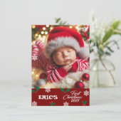 Baby Foto Kerst Mistletoe Sneeuwvlokken Menu (Staand voorkant)