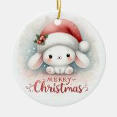Baby Foto Kerst Schattige Bunny Keramisch Ornament (Voorkant)