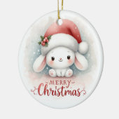 Baby Foto Kerst Schattige Bunny Keramisch Ornament (Links)
