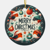 Baby Foto Kerst Schattigee Robins Keramisch Ornament (Voorkant)