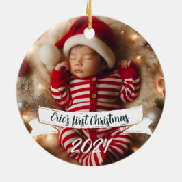 Baby Foto Kerst Schattigee Robins Keramisch Ornament
