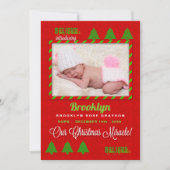 Baby Foto kerstgeboorte aankondiging (Voorkant)
