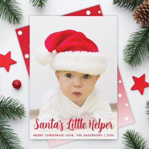 Baby Foto Kerstmannetje Kleine Helper Rood Kerstmi Feestdagenkaart