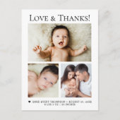 Baby Foto Liefde en Bedankt Geboorteaankondiging Briefkaart (Voorkant)