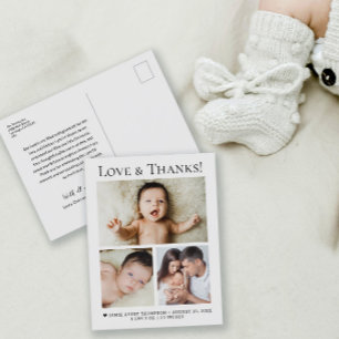Baby Foto Liefde en Bedankt Geboorteaankondiging Briefkaart