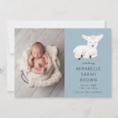 Baby Foto Little Lamb Birth Aankondiging (Voorkant)