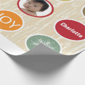 Baby Foto met kerstfeestdag Merry Bright Cadeaupapier (Hoek)