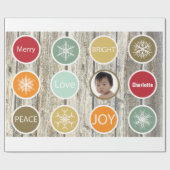 Baby Foto met kerstfeestdag PEACE JOY Cadeaupapier (Vlak)