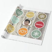 Baby Foto met kerstfeestdag PEACE JOY Cadeaupapier (Uitgerold)