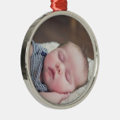 Baby Foto met kerstmis Metalen Ornament (Rechts)