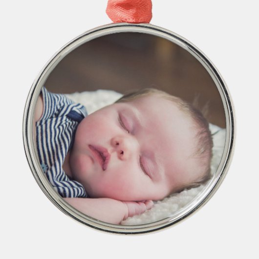 Baby Foto met kerstmis Metalen Ornament (Voorkant)