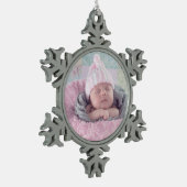 Baby Foto met speciale kerstversiering Tin Sneeuwvlok Ornament (Links)