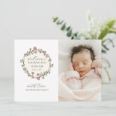 Baby Foto Modern Birth Announcement Card Aankondiging (Staand voorkant)