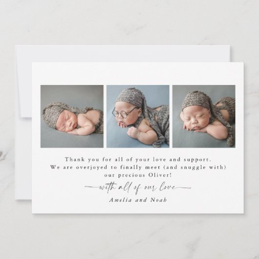 Baby Foto Modern Birth Announcement Card Aankondiging (Achterkant)