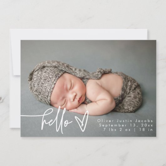 Baby Foto Modern Birth Announcement Card Aankondiging (Voorkant)