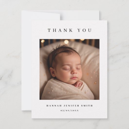 Baby Foto Modern Birth Announcement Card Kaart (Voorkant)