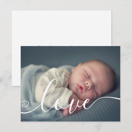 Baby Foto Modern Elegant Script Eenvoudige Geboort Aankondigingskaart (Voorkant / Achterkant)