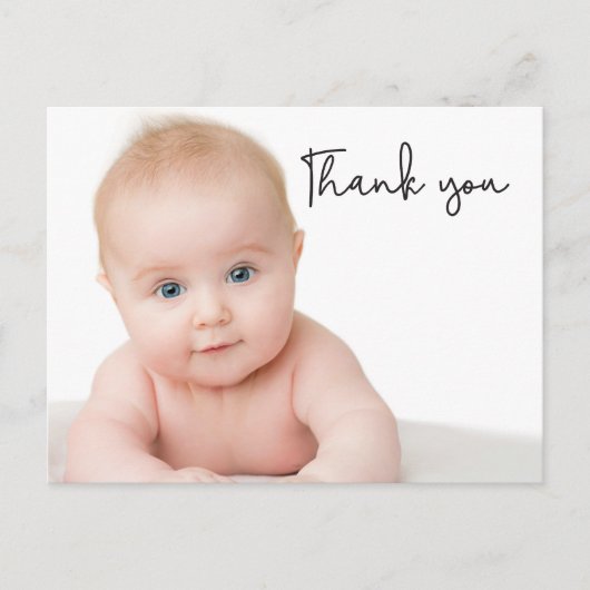 Baby Foto Modern Geboortekaartje Eenvoudig script Briefkaart (Voorkant)