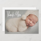 Baby Foto Modern Handlettering script Geboorte Bedankkaart (Voorkant / Achterkant)
