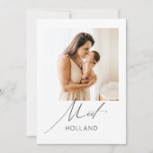 Baby Foto Modern Minimalist New Baby kondiging Aankondiging (Voorkant)