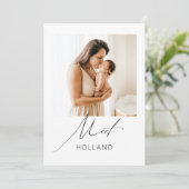 Baby Foto Modern Minimalist New Baby kondiging Aankondiging (Staand voorkant)