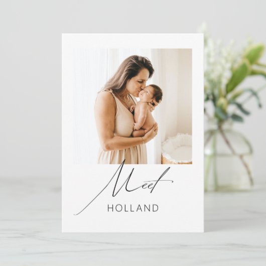 Baby Foto Modern Minimalist New Baby kondiging Aankondiging (Staand voorkant)