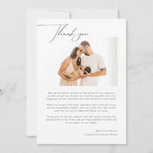 Baby Foto Modern Minimalist New Baby kondiging Aankondiging (Achterkant)