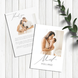 Baby Foto Modern Minimalist New Baby kondiging Aankondiging