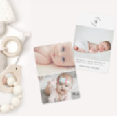 Baby Foto Modern Monogram Laurel Birth Aankondiging