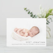 Baby Foto Modern Name Birth Announding Kaarten (Staand voorkant)