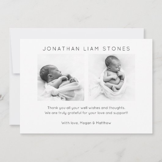 Baby Foto Modern Name Birth Announding Kaarten (Achterkant)