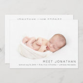 Baby Foto Modern Name Birth Announding Kaarten (Voorkant / Achterkant)