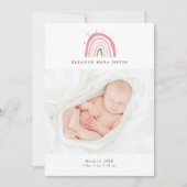 Baby Foto Modern Pastel Rainbow Birth Aankondiging (Voorkant)