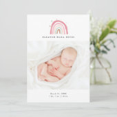 Baby Foto Modern Pastel Rainbow Birth Aankondiging (Staand voorkant)