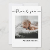 Baby Foto Modern Script Minimalist Birth Aankondiging (Voorkant)