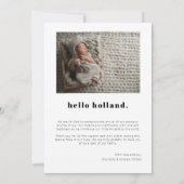 Baby Foto Modern Script Minimalist Birth Aankondiging (Achterkant)