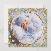 Baby Foto Modern Whimsical Birth Announcement Kaart (Voorkant)