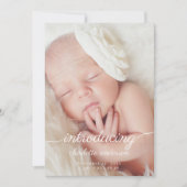 Baby Foto Moderne Elegante Calligrafie Geboorte Aankondiging (Voorkant)