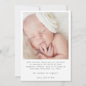 Baby Foto Moderne Elegante Calligrafie Geboorte Aankondiging (Achterkant)