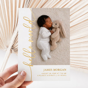 Baby Foto Moderne Folie Geboorteaankondigingskaart Uitnodiging