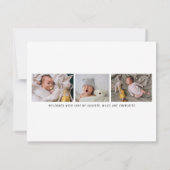 Baby Foto Moderne Geboorte 3 Foto Aankondiging (Achterkant)